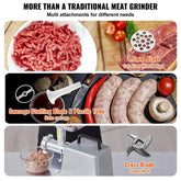 Electric Meat Grinder, 5 Lb/Min Capacity, 575W(800W MAX) Industrial Meat Mincer with Blade, Grinding Plate, Sausage Stuffing Blade and 3 Tubes, Aluminum Commercial Meat Grinder